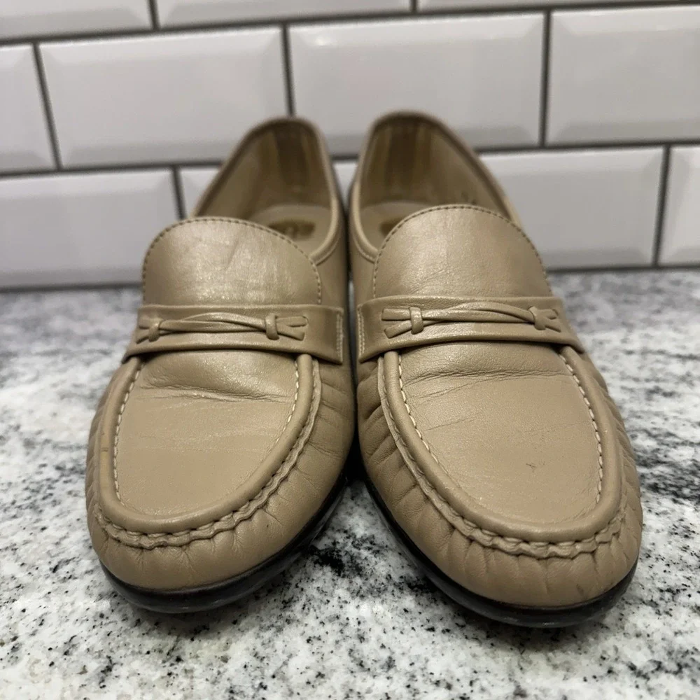 SAS Womens Easier Comfort Shoes Tripad Slip On Tan‎ Leather 9.5 M Heel 142375